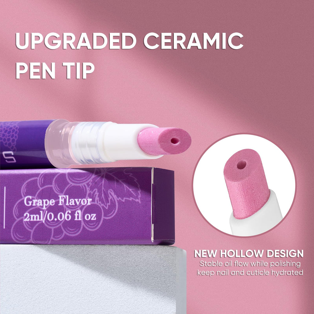 SASSYTIP Ceramic Cuticle Pusher & Oil Pen 2ml Nail Care Strengthen