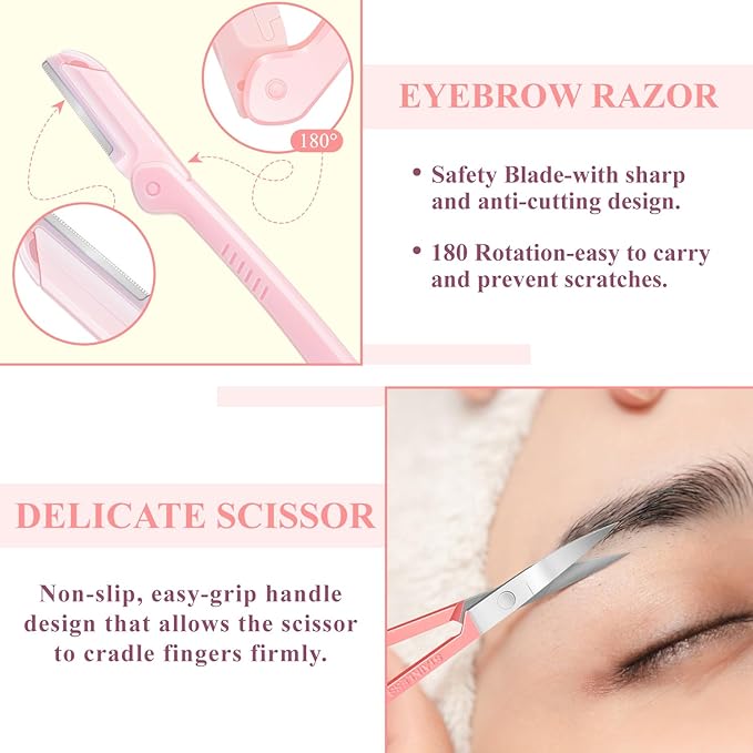 Eyebrow Tweezers for Women Facial Hair, 10 in 1 Eyebrow Kit