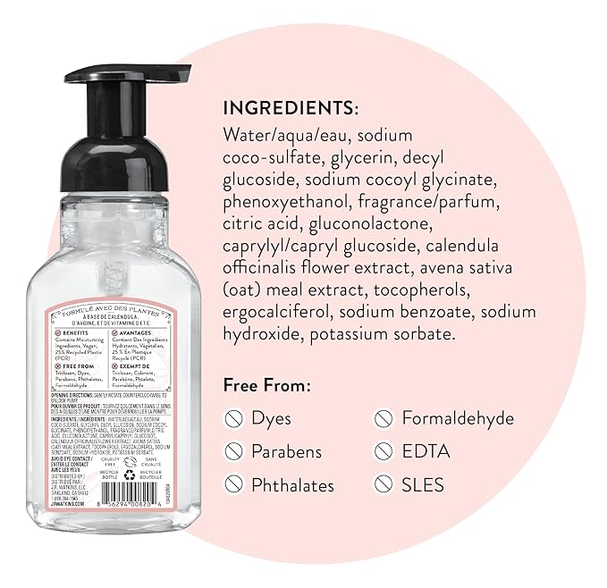 J.R. Watkins Foaming Hand Soap with Pump Dispenser, Moisturizing Foam Hand Wash, Alcohol-Free and Cruelty-Free, Pamplemousse/Grapefruit, 9 fl oz, 3 Pack