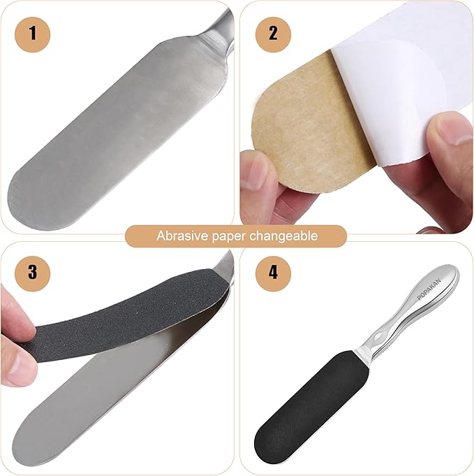 Stainless Steel Pedi File Refill 50 Pieces, 100 Grit - Pedicure Refill Pads - Foot Rasp Pad with Removable Glue,Size 5.2" L x 1.7" W,50 Refills Pads