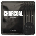 LAPCOS Charcoal Sheet Mask - Pore Refining & Gently Exfoliating Face Masks with Salicylic Acid and Tea Tree Oil to Purify & Tighten Skin - Highly Breathable Sheet - Korean Skin Care (Pack of 5)