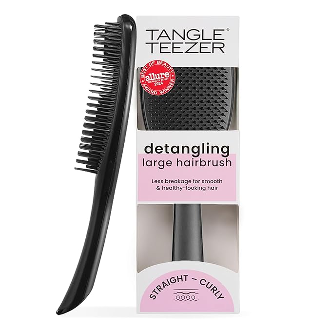 Tangle Teezer Large Ultimate Detangler Brush, Straight to Wavy Hair, Black