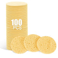100-Count Facial Sponges Compressed Natural Cellulose Sponge Round Shape Face Sponge for Face Cleansing Exfoliating and Makeup Removal, Yellow