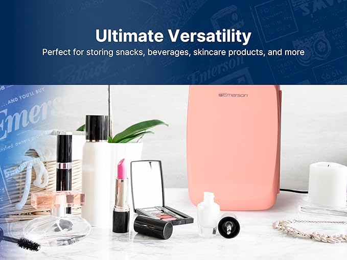Emerson EFC-5000 Portable Mini Fridge Cooler for 6 Cans, Compact 4L Capacity, Lightweight Design, AC/DC Power Compatibility, and Removable Shelf – Perfect for Home, Office, Dorms, and Travel, Black