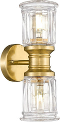 Gold Wall Sconces, HWH Single Wall Vanity Light Fixture for Bathroom Living Room Bedroom, Bathroom Wall Sconces with Bell-Shaped Clear Glass, Gold Finish, 5HZG106B-2W BG