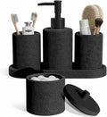 Clara Clark Bathroom Set - Black Bathroom Accessories Set, 5PC Bathroom Accessory Set, Bathroom Sets with Soap Dispenser, Toothbrush Holder, Tumbler, Cotton Swab Jar & Vanity Tray