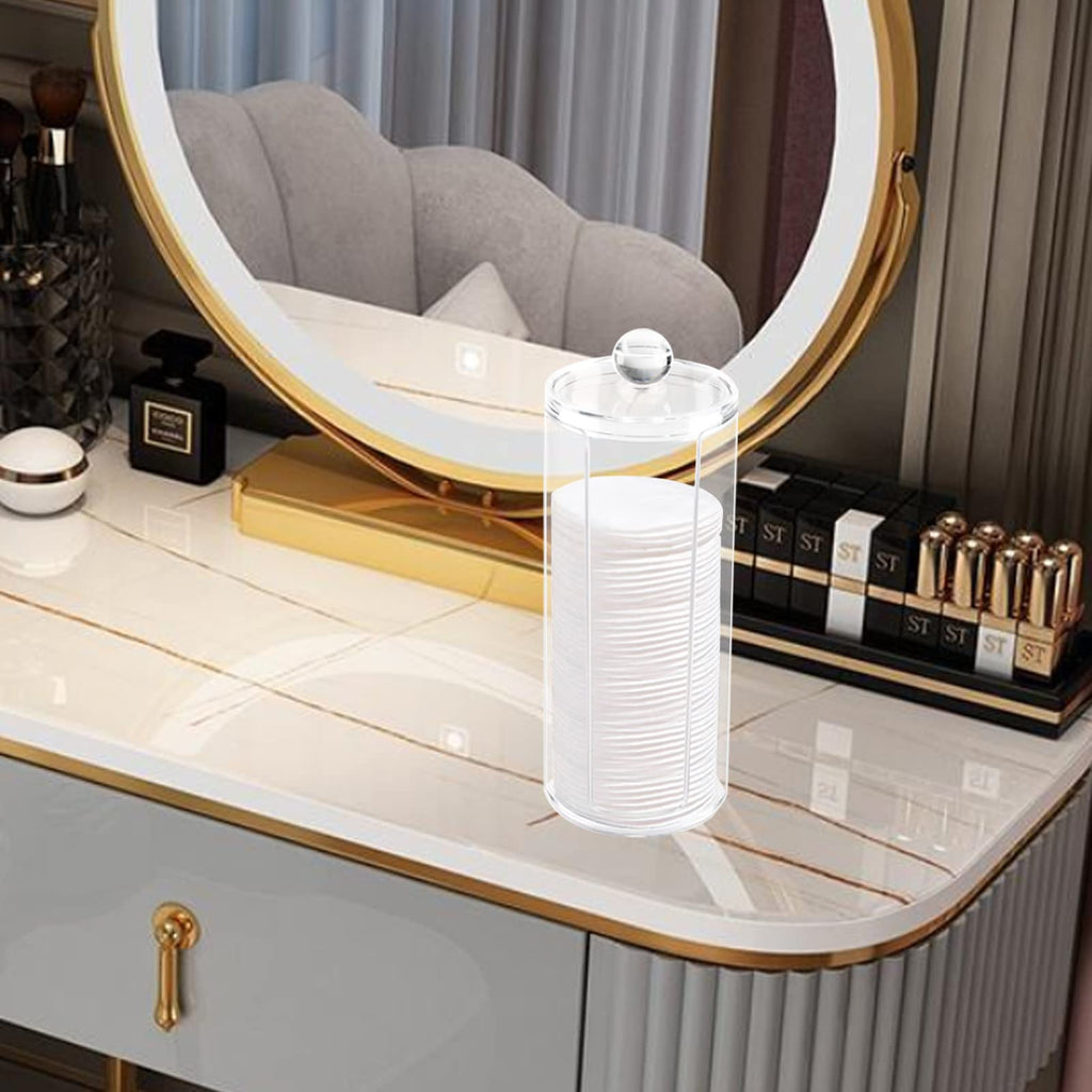 Acrylic Cotton Rounds Holder with Lid for Facial Makeup Remover Pads