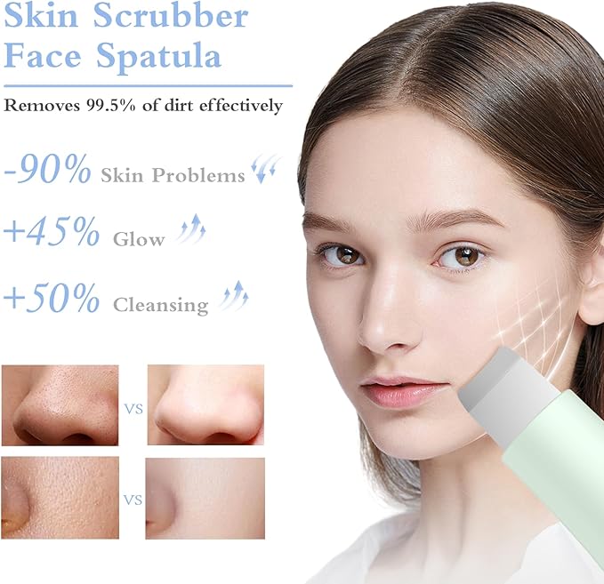 Skin Scrubber Face Spatula Skin Spatula Pore Cleaner Blackhead Remover Tools for Facial Deep Cleansing Skin Care Tool for Men and Women (Green)