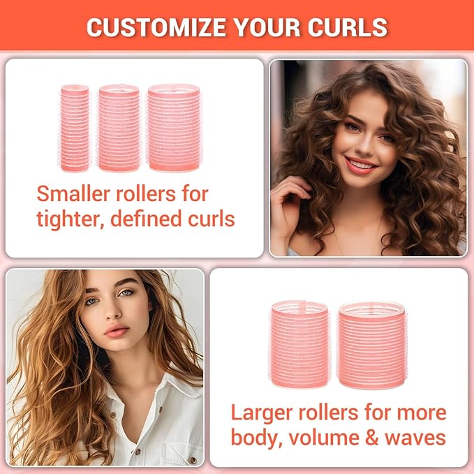 56 Pcs Hair Rollers Set for Blowout Look Long Hair, 30Pcs Rollers Curlers in 5 Sizes with 24 Pcs Clips and Storage Bag for Long Medium Short Hair Volume