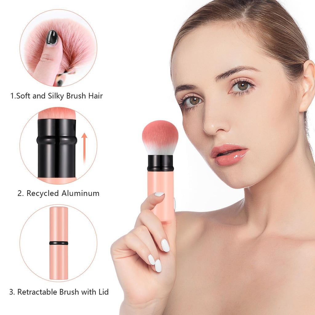 Retractable Makeup Brush, Portable Face Kabuki Makeup Brush