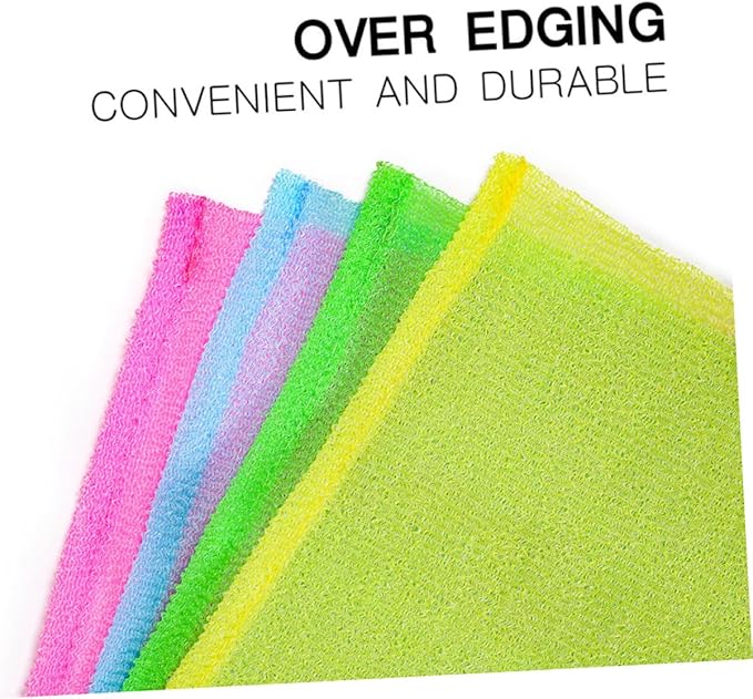 BIUDECO 4pcs Exfoliating Back Scrubber Strap Body Washer for Deep Cleansing and for All Skin Types Effortless Reach and Enhanced Cleaning Effect Vibrant Colors Included