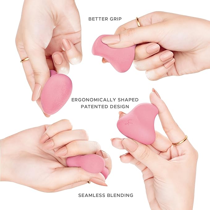 Strokes Beauty Lab Original Beauty Blender Makeup Sponge Applicator for Powder, Cream & Liquid, Beauty Tools Puff, Streak Free Application, Vegan, Cruelty Free Made in USA, Pink