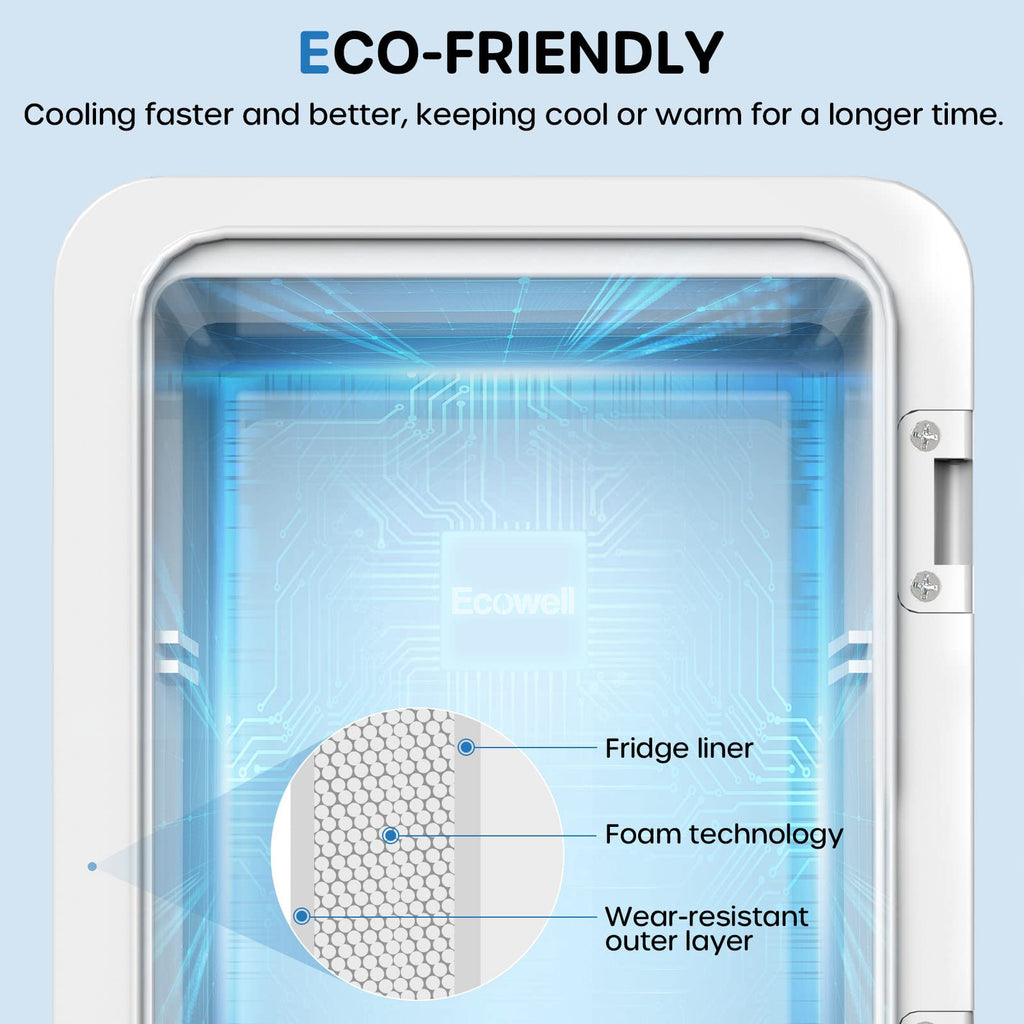 Ecowell WRE100 Mini Bedroom, 4L/6 Can Skincare Fridge, AC/DC Portable Compact Small Refrigerator for Office Dorm Car Desk for Skin Care Makeup Cosmetic, White
