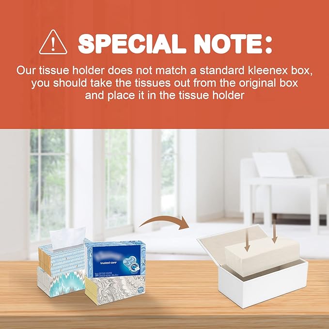 Tissue Box Cover, PU Leather Tissue Box Holder Rectangular Tissue Holders for Home/Office/Car Decoration 9.92"X5.51"X3.62" - White