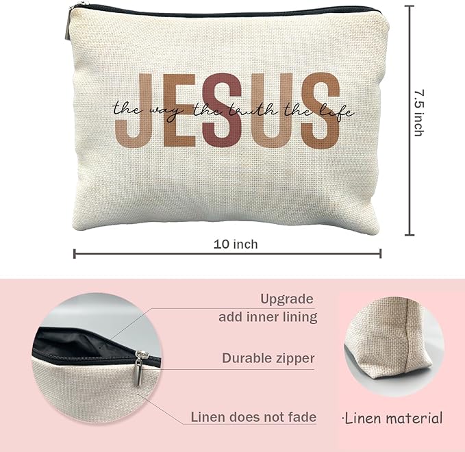 Likjad Bible Gift Makeup Bag for Women, Christian Jesus Cosmetic Pouch, Jesus Gifts for Women, Faith Based Gifts Zipper Pouch