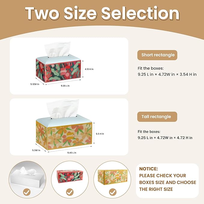 Long Tissue Box Cover, PU Leather Tissue Holder Rectangle, Facial Paper Organizer, Modern Dispenser for Bathroom, Kitchen, Home, Office, Tabletop (1, Sky Blue, Short)