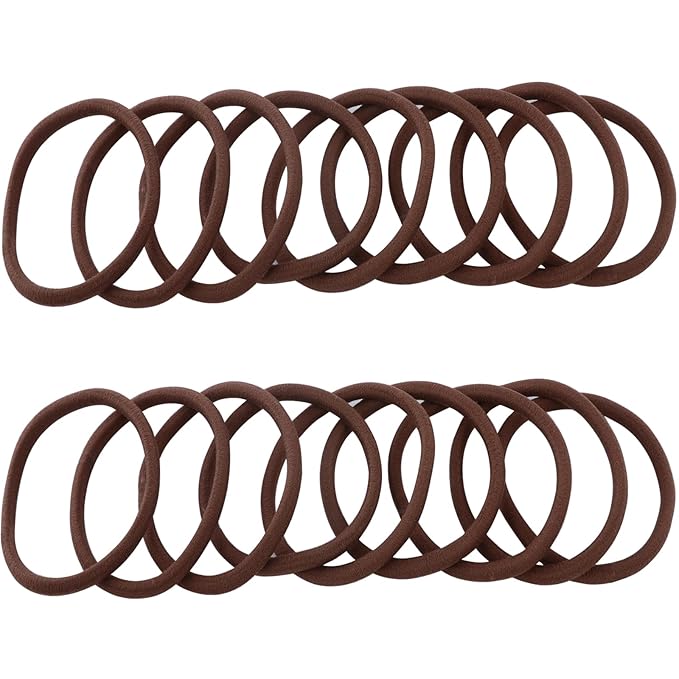 Sderoq 100PCS Hair Bands, 4MM Large Ponytail Holders, Brown - 2 Inch in Diameter Rubber Bands for Medium to Thick Hair, Curly Hair, Women or Girls