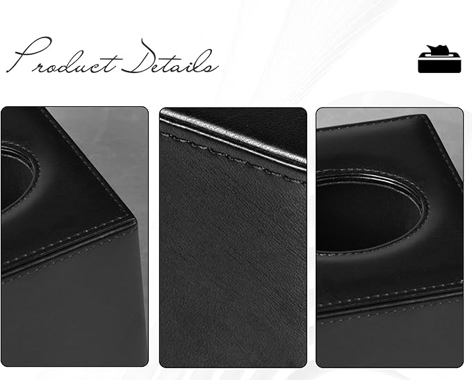 Colylan Tissue Box Cover Rectangular Tissue Box Holder for Bathroom (Black)