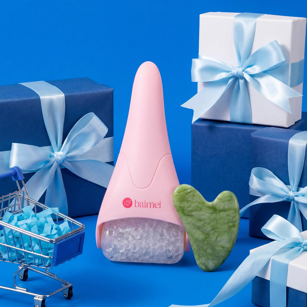 BAIMEI IcyMe Ice Roller for Face & Gua Sha Set, Depuff & Migraine Relief