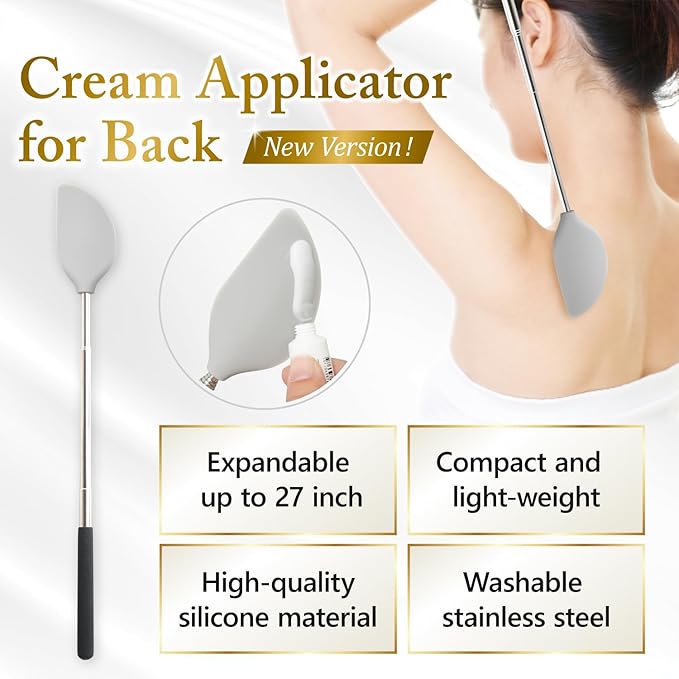 FieldSora Cream Applicator for Back Telescopic Easy to Clean Applies Creams, Sunscreens, and Ointments (Accurate Application)
