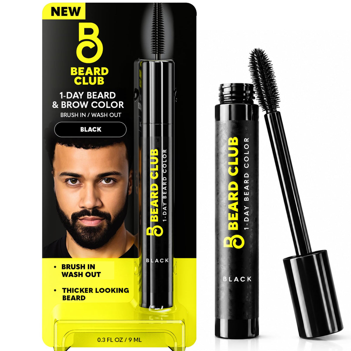 The Beard Club 1 Day Temporary Beard Dye for Men - Light Brown Beard, Mustache & Eyebrow Color for a Fuller, Well-Defined Look, Water & Sweat Resistant, Up to 30 Applications, 0.3 fl oz