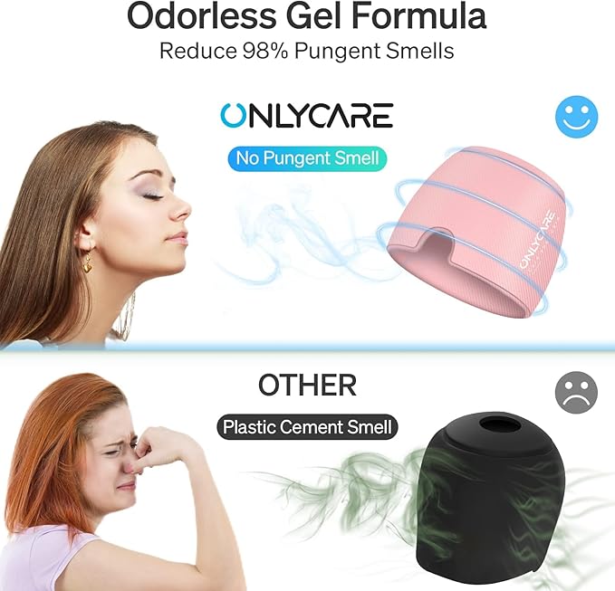 ONLYCARE Migraine Relief Cap, Upgraded Odorless Migraine Ice Head Wrap, Headache Relief Hat for Migraine, Slight-Pink
