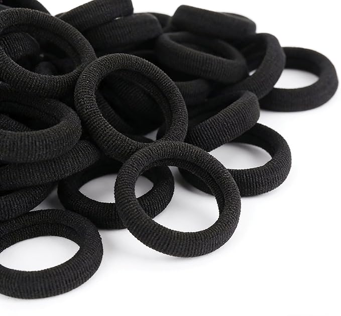 Tunbao 500 Psc Baby Hair Ties,Soft Cotton Toddler Hair Ties,Small Seamless Hair Bands for Girls and Kids,Black Hair Elastics Ponytail Holders