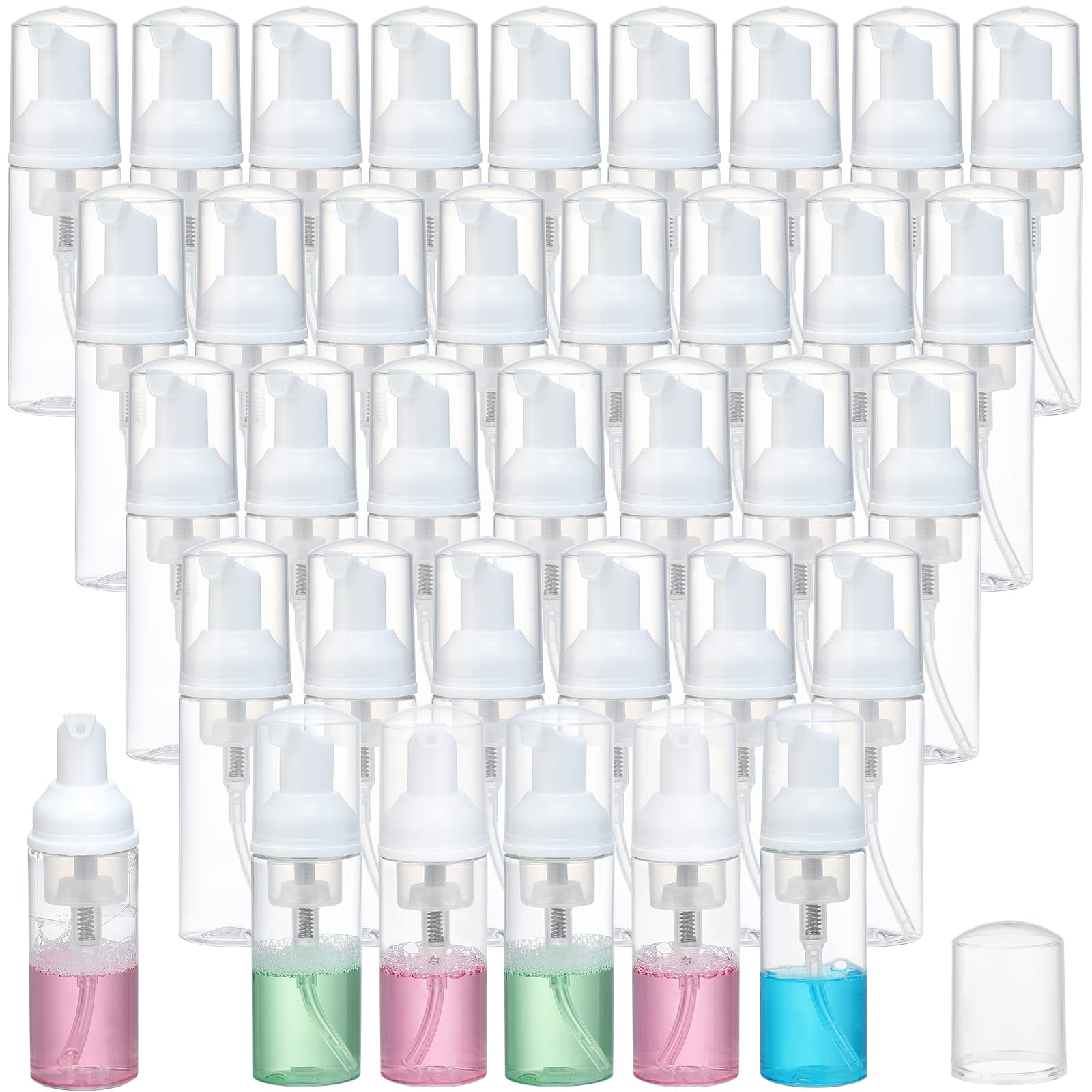 GliSun 36 Pcs Foam Pump Bottle 2oz Empty Refillable Mini Dispenser