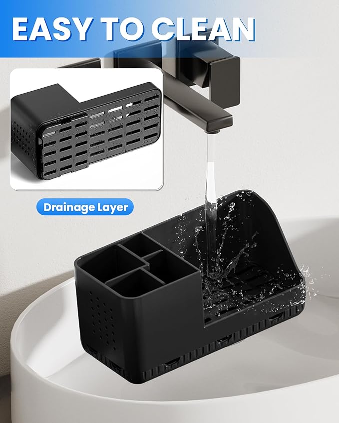 Homtalker Toothbrush Holders for Bathroom Counter - Detachable Bathroom Organizer and Storage Electric Toothbrush and Toothpaste Holder, Bathroom Decor Accessories for Countertop, Shower, Sink