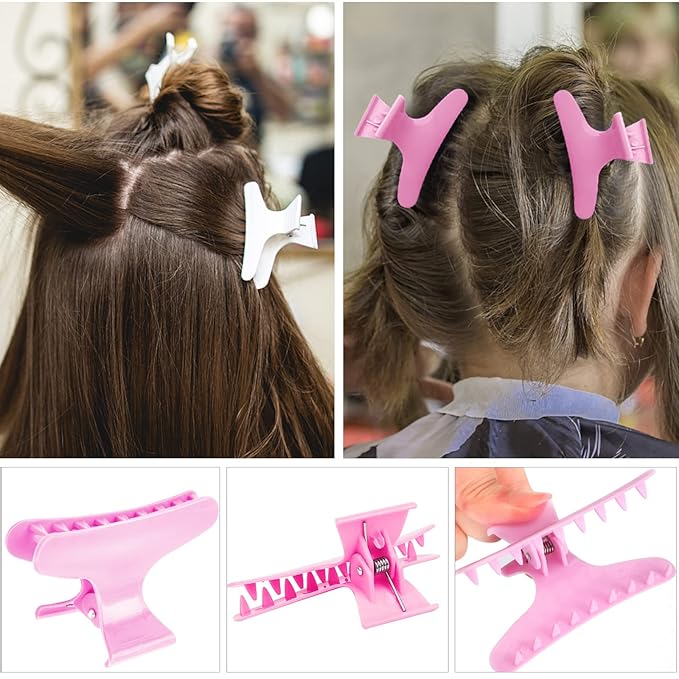 BAHABY Hair Clips for Styling Sectioning 12 Pack Butterfly Clamps Hair Claw Clips Pro Salon Hair Clips for Styling, Sectioning, Cutting and Coloring, 6 Colors