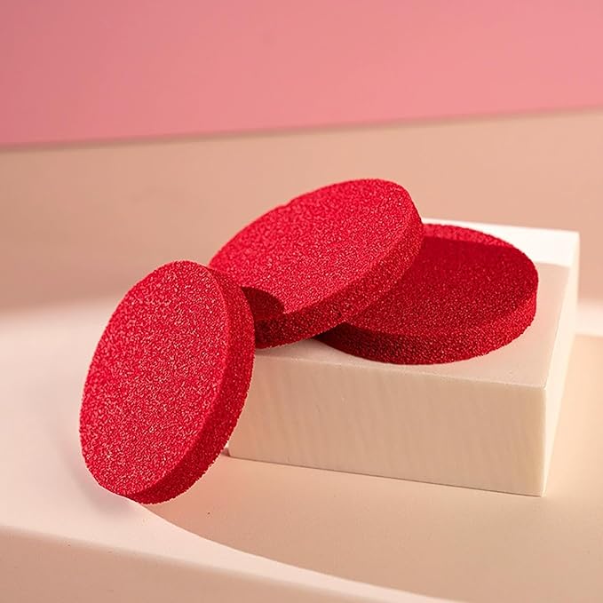 18 Pcs Extra Thick Red Cosmetic Sponge Skincare Facial Sponges Round Makeup Sponge Remover Face Wash Sponges Reusable For Cleansing