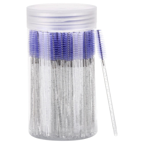 100 Pcs Disposable Eyelash Brush, Mascara Wands Makeup Brushes Applicators Kits for Eyelash Extensions, Eyebrow Brush with Container (Pink, Black)