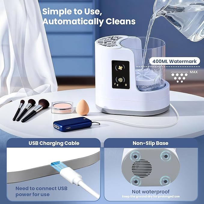 3 IN 1 Electric Makeup Brush Cleaner Machine With Drying Function, Automatic Cleaner Brushes Cleaner, Cosmetic Make Up Brush Machine for All Size Beauty Makeup Brush Set Gift for Mother, Girlfriend