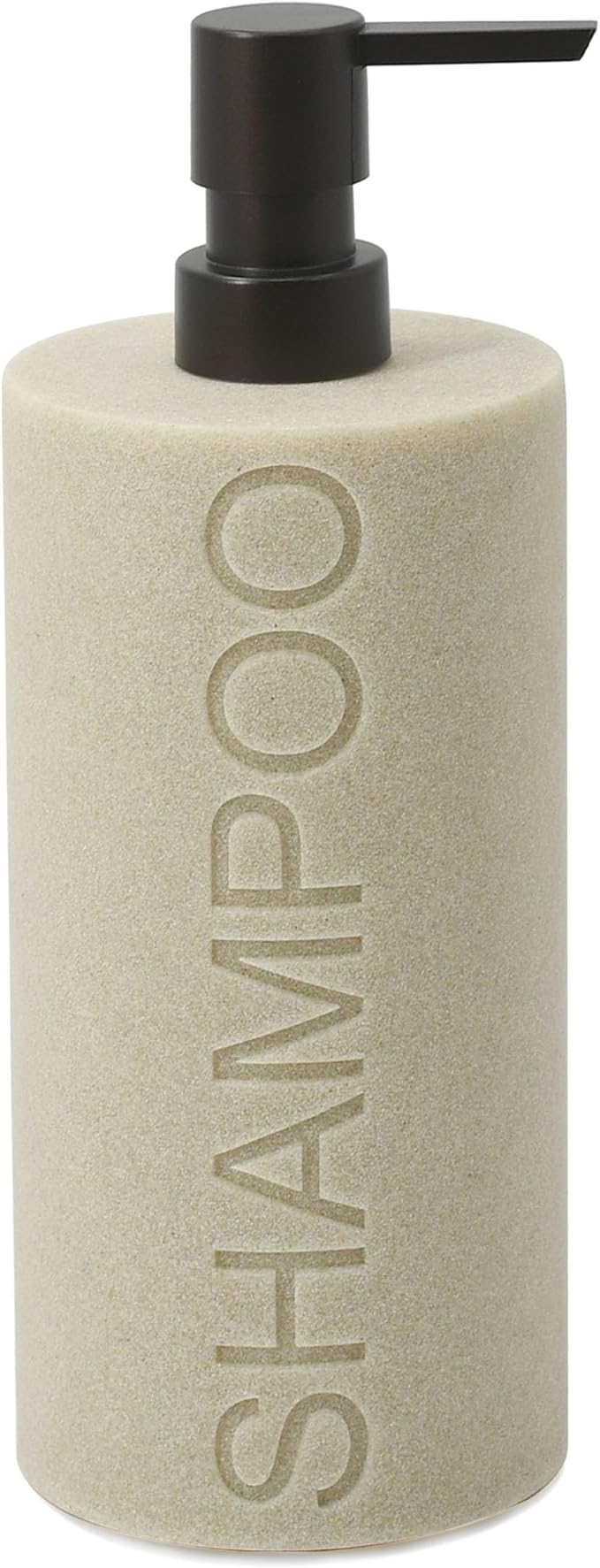 Indecor Home Resin Tan Sandstone Shampoo Engraved Bottle Refillable Pump Dispenser, Durable Waterproof Resin Construction for Bath, Shower - Tan Sandstone ORB Pump