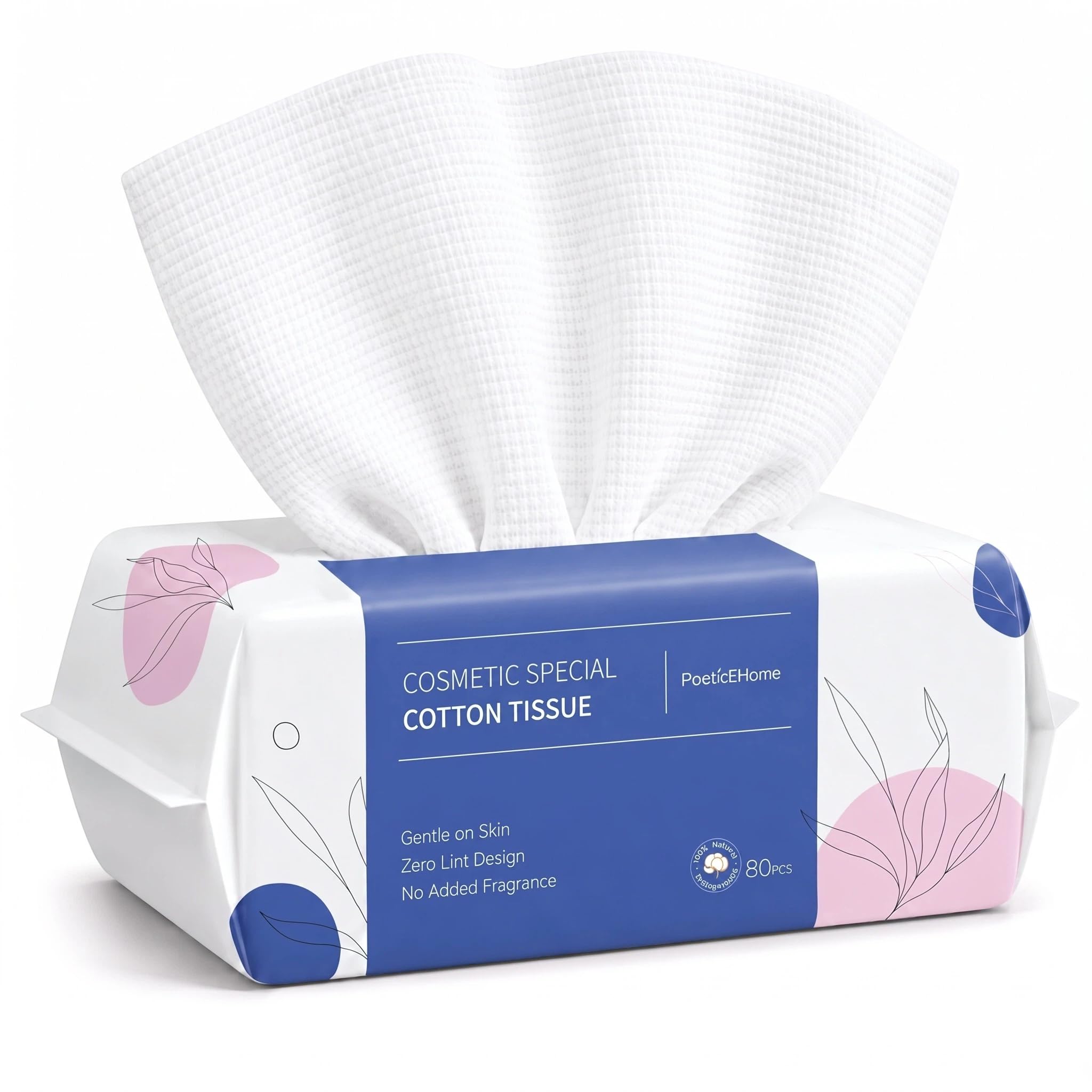 PoeticEHome Disposable Face Towel | Thick & Absorbent | Clean Face Tissue Biodegradable | Cotton Dry Wipes for Facial Cleansing & Makeup Removing
