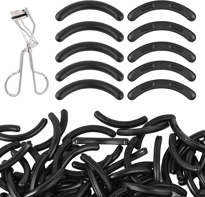 150 Pack Eyelash Curler Refills for Tweezerman, High Elasticity Silicone Replacement Pads, Gentle & Safe, Black