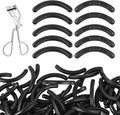 150 Pack Eyelash Curler Refills for Tweezerman, High Elasticity Silicone Replacement Pads, Gentle & Safe, Black