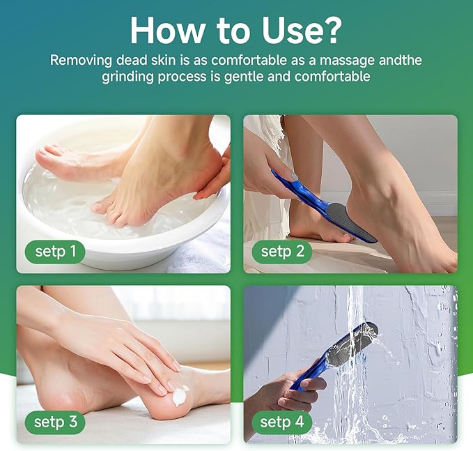2Pcs Nano Glass Foot File,Nano-Glass Foot File,Foot Scraper for Callus Removal,Veinsgrain Foot Files (Gold+Blue)
