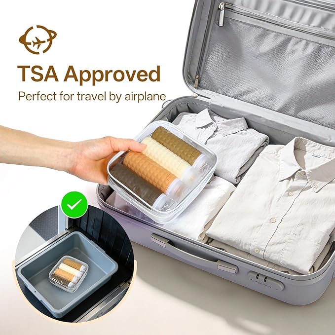 Firstfooby Travel Bottles for Toiletries, TSA Approved Travel Size Containers, Leak Proof Silicone Shampoo Bottles, Small Toiletry Containers with Clear Bag for Shampoo Conditioner Lotion
