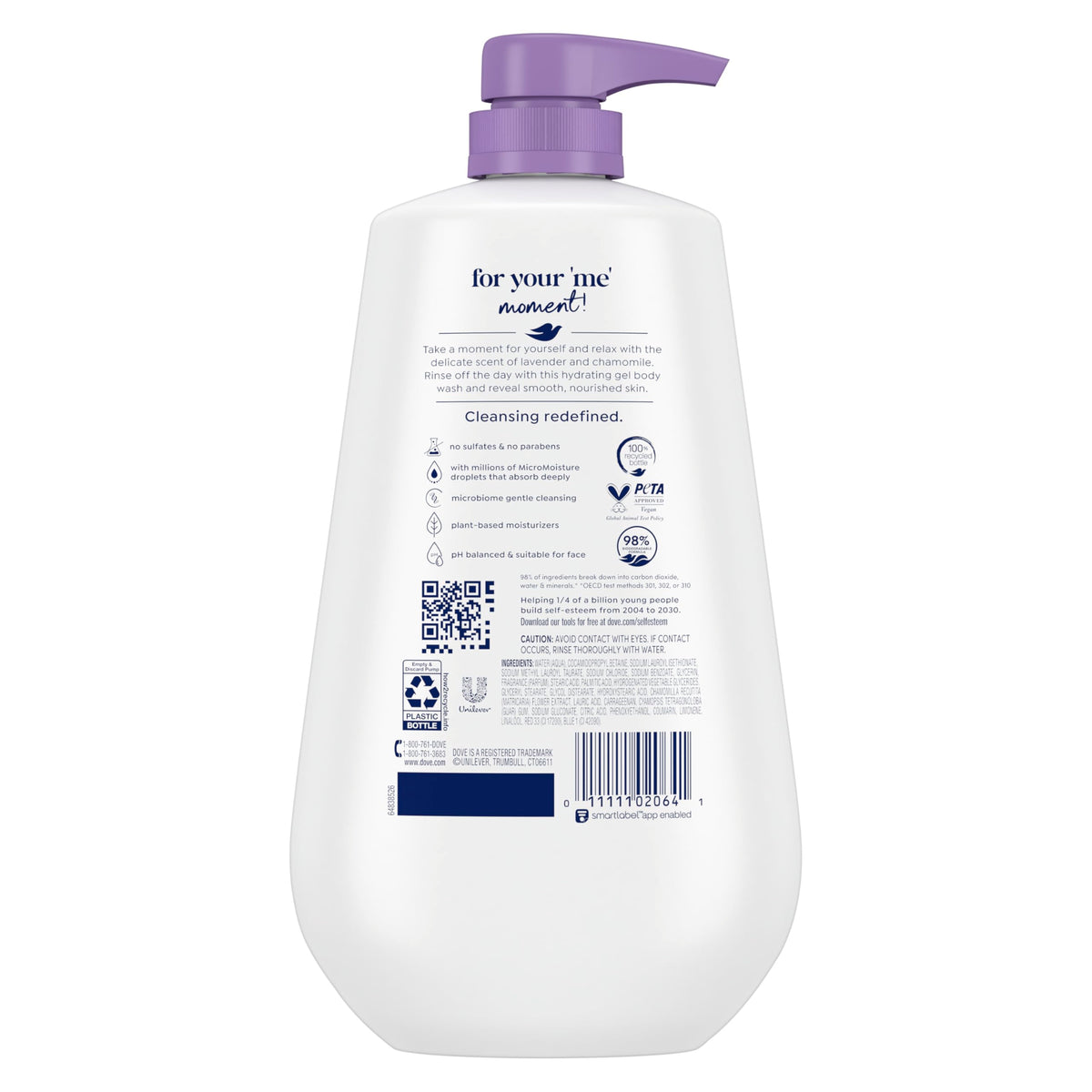 Dove Body Wash Relax Lavender Oil & Chamomile 30.6 oz Pump, Sulfate Free