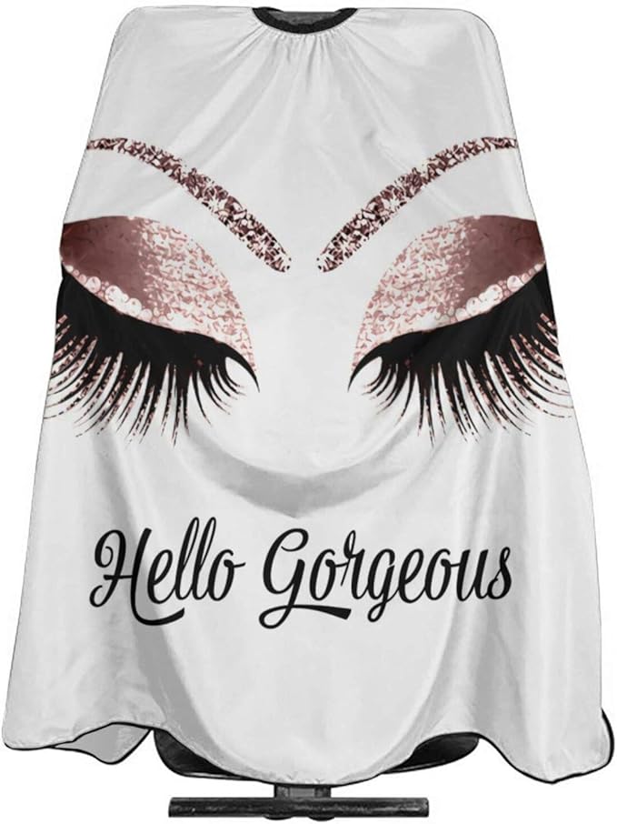 Carwayii Barber Cape Hello Girl Gorgeous Glitters Eyelash Professional Salon Apron Water Resistant Hair Cutting Cape Anti-Static Cosmetology Supplies Easy Clean Barbershop Kits For Women -55''X66''