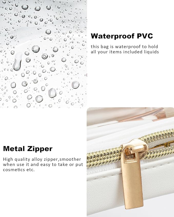 FFpaw Clear Makeup Brush Holder, Travel Makeup Brush Pouch Makeup Brush Bag Organizer Makeup Brush Travel Case with Zipper Waterproof Makeup Travel Case Cosmetic Bag for Women