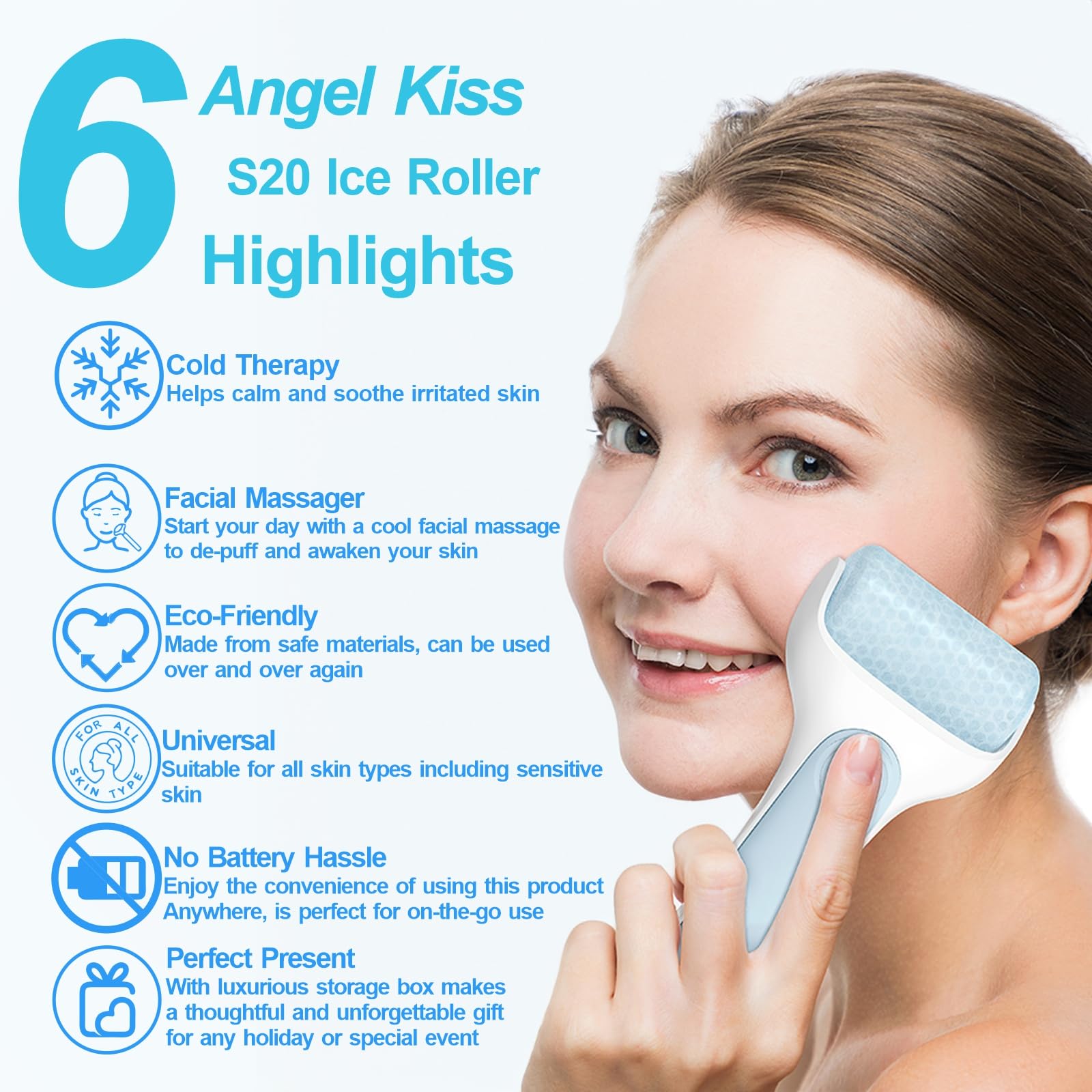 Angel Kiss Ice Roller for Face Eye - Women Gift Idea - Facial Massage Tool