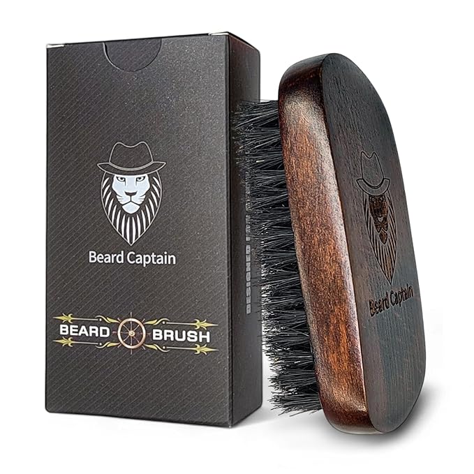 Beard Captain 100% Boar Bristle Beard Brush for Men | Premium Vintage Wooden Handle | Soft Bristles | Grooming Tool for Short, Thin, Thick, Coarse & Full Beards