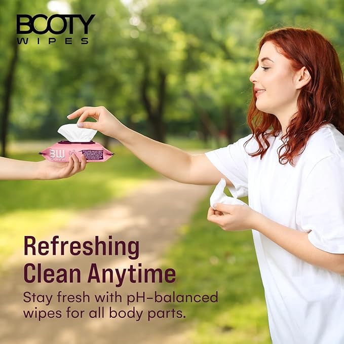 BOOTY WIPES Flushable Wipes for Women - 80-Count Wet Wipes for Adults - pH-Balanced Feminine Wet Tissue with Vitamin E and Aloe - Gentle Feminine Hygiene Body Cleansing Cloth - No Fragrance Large
