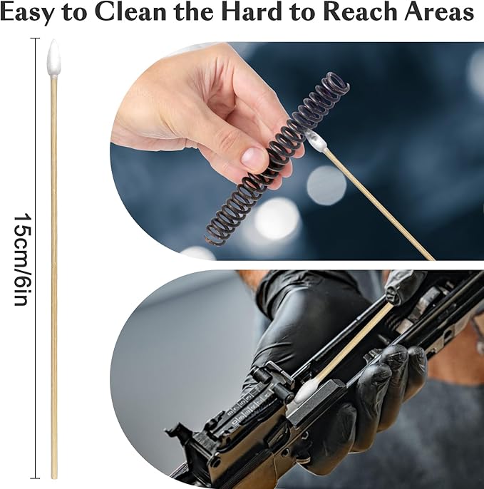 Garrelett 6 Inch Long Cotton Swabs, Gun Cleaning Swabs with Pointed Tips, Premium Tips for Gun Cleaning Supplies, Precision Cleaning Swabs for Firearms and Detailed Cleaning Tasks (600)