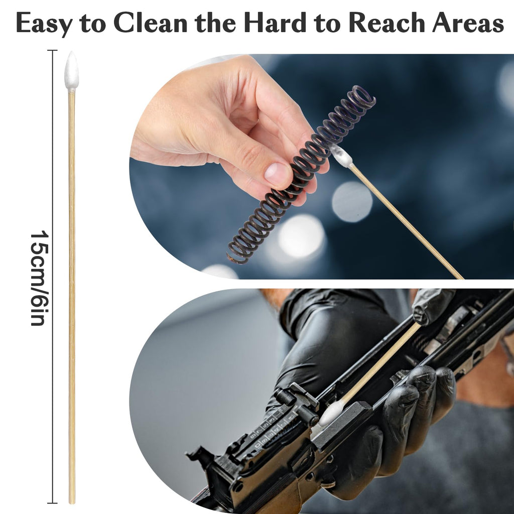 Garrelett 6 Inch Long Cotton Swabs, Gun Cleaning Swabs with Pointed Tips, Premium Tips for Gun Cleaning Supplies, Precision Cleaning Swabs for Firearms and Detailed Cleaning Tasks (600)