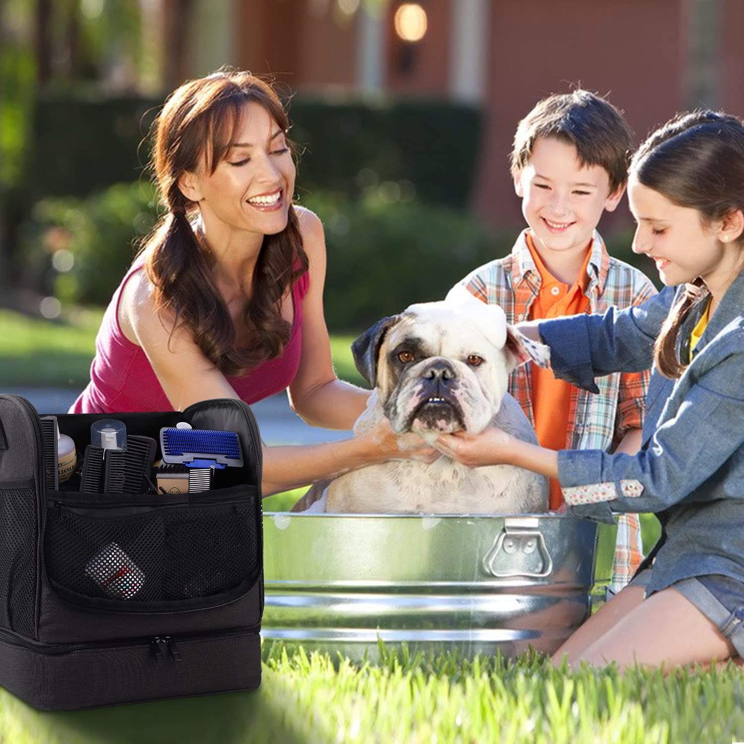 Dog&Cat Grooming Supplies Bag,Adjustable Compartments Grooming Bag for Pet