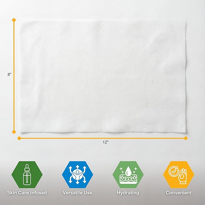 MED PRIDE Premoistened Washcloths 8x12 in with Aloe & Lanolin,600 Count