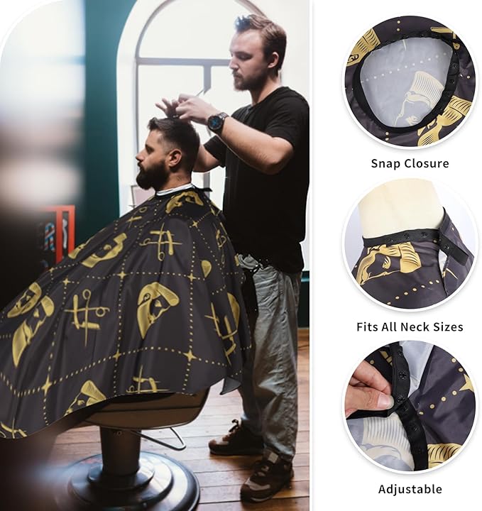 YELEGI Professional Hair Cutting Cape(2Pcs), Salon Barber Cape with Adjustable Snap Closure, Waterproof Hair Dye Color Cape Hair dressing stylist apron (Hair Cutting Scissors and Men)